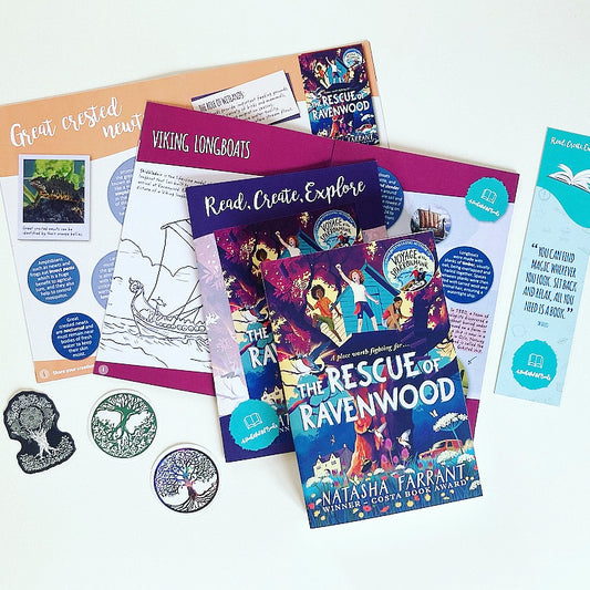 Book box with Rescue Of Ravenwood by Natasha Farrant