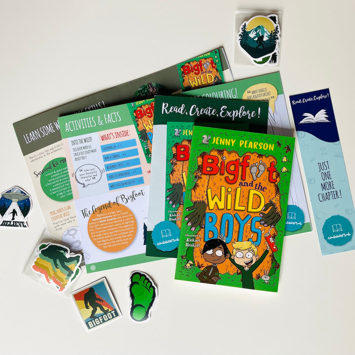 Monthly kids book subscription with Bigfoot and the Wild Boys by jenny Pearson