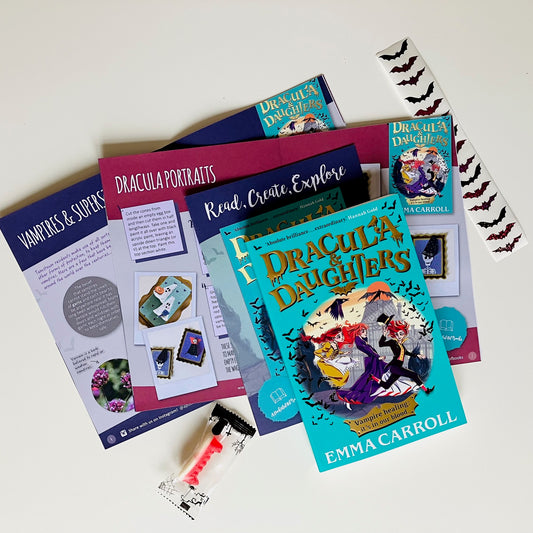 Book subscription box for kids featuring Dracula & Daughters by Emma Carroll