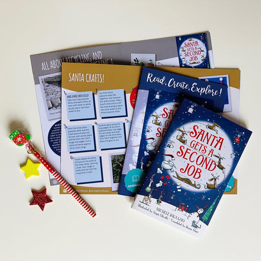 Kids book box with Santa Gets A Second Job by Michele D'Ignazio