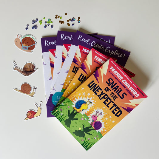 Kids monthly book subscription featuring Snails Of The Unexpected by Terrie Chilvers