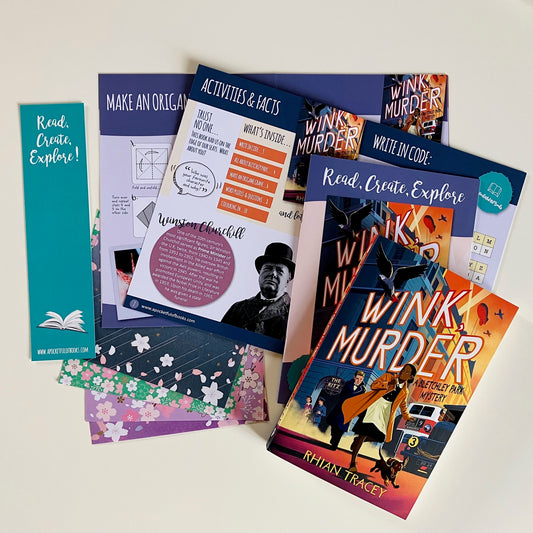 Kids book subscription box showing Wink Murder by Rhian Tracey