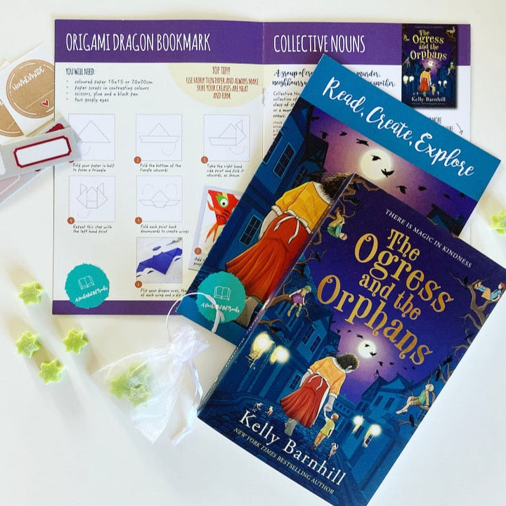 A back issue from our monthly book subscription for kids featuring a The Ogress and the Orphans, a thought-provoking middle grade read.