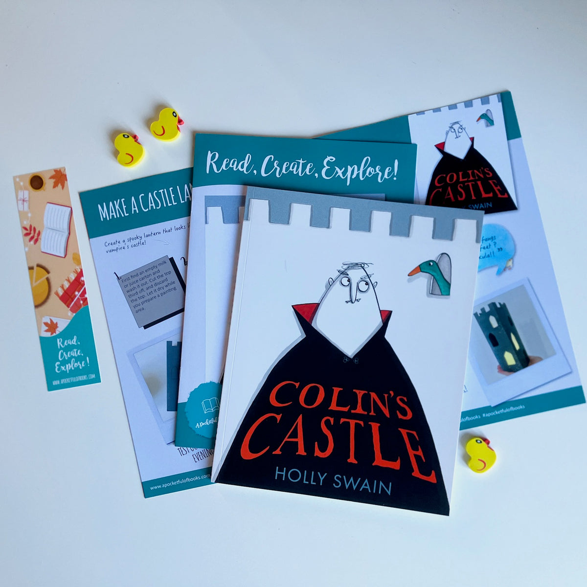 A children's book box for 'Colin's Castle' by Holly Swain, from our monthly book subscription for kids.
