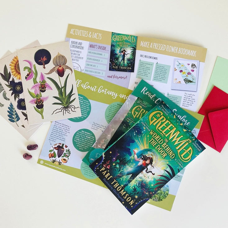 One of our monthly book boxes from A Pocketful Of Books  featuring Greenwild.
