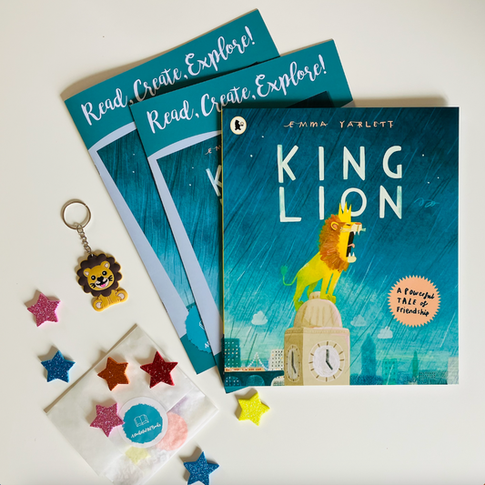 Monthly children's book subscription featuring King Lion by Emma Yarlett