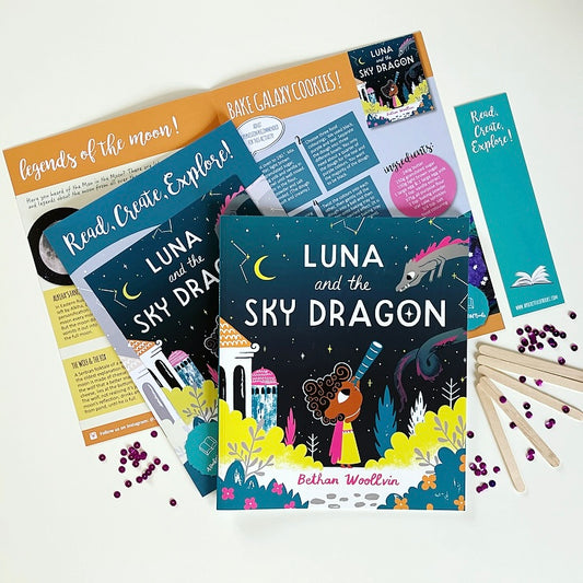 Children's monthly book subscription featuring Luna And The Sky Dragon picture book.