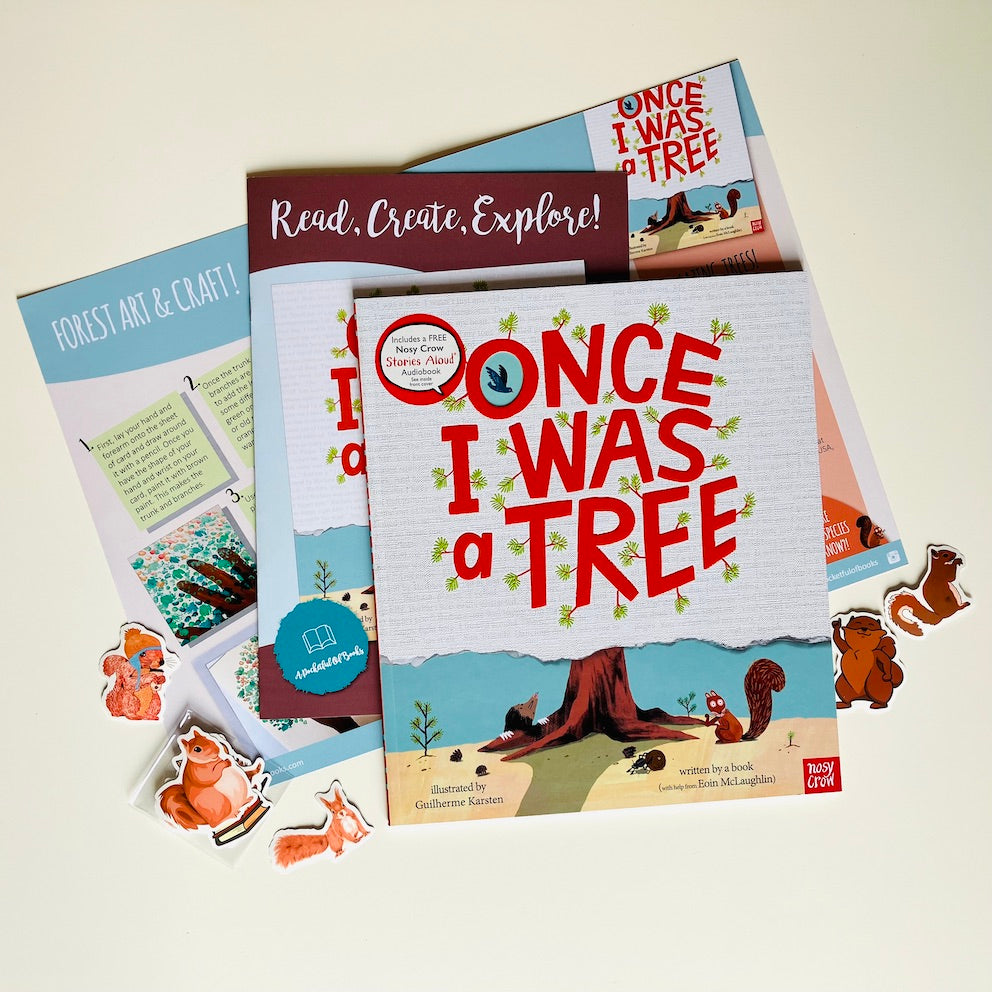 Monthly children's book subscription box with Once I Was A Tree by Eoin McLaughlin and Guilherme Karsten 