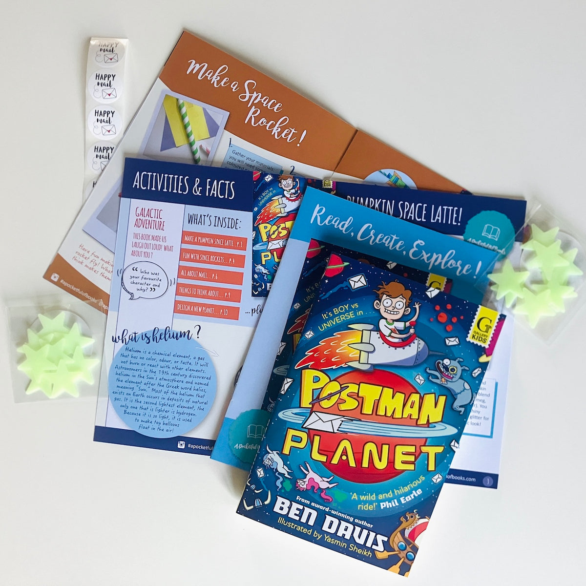 Kids book subscription featuring Postman Planet by Ben Davies