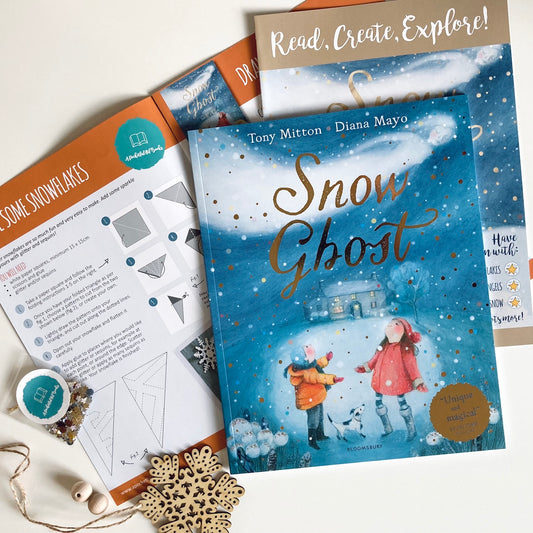 Book Box for young readers featuring Snow Ghost by Tony Mitton