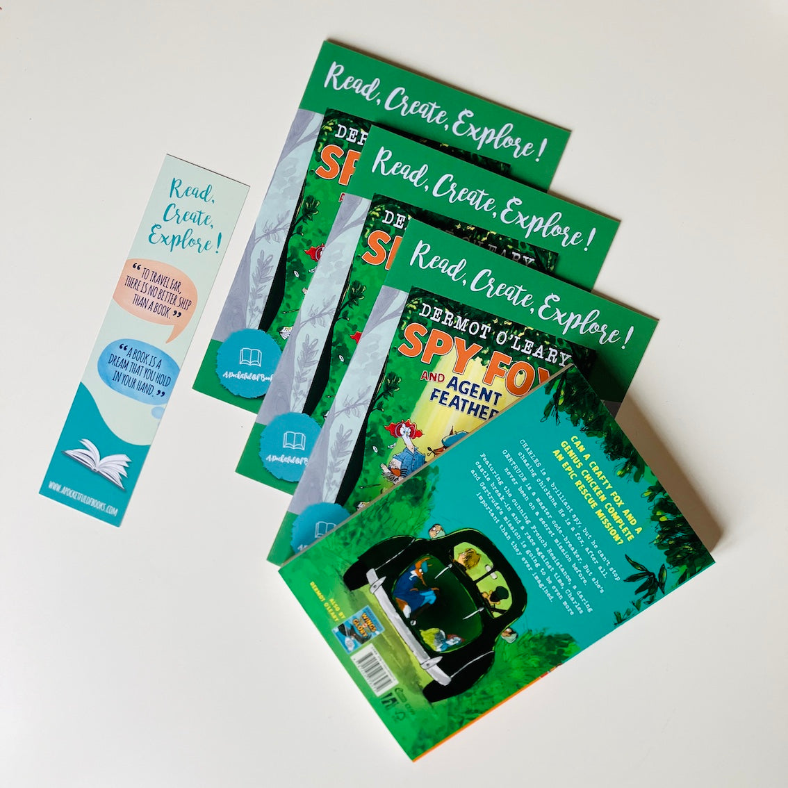 Kids book subscription box featuring Spy Fox Agent Feathers by Dermot O'Leary