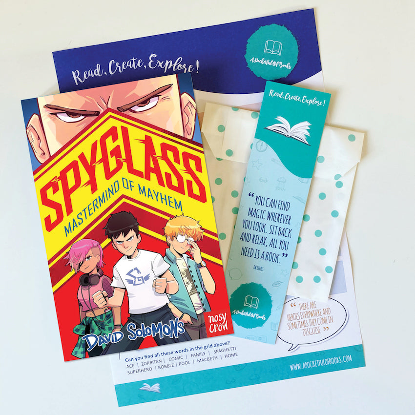 Spyglass book by David Solomons, plus extra gifts. English books for kids.