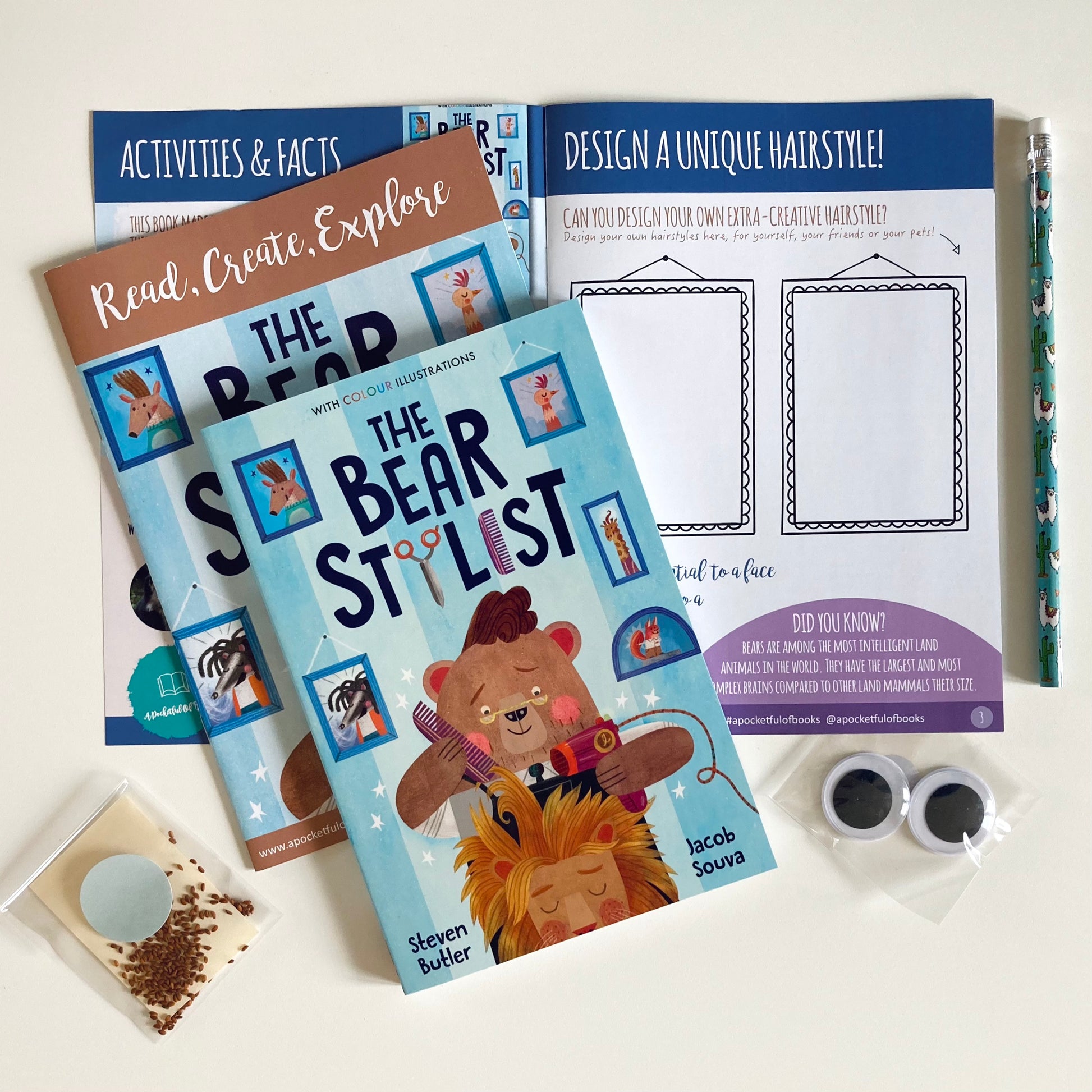 Monthly book subscription box for kids featuring The Bear Stylist.