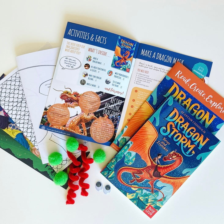 A book box for children featuring Dragon Storm by Alastair Chisholm plus tailor made activities to bring the book to life. 