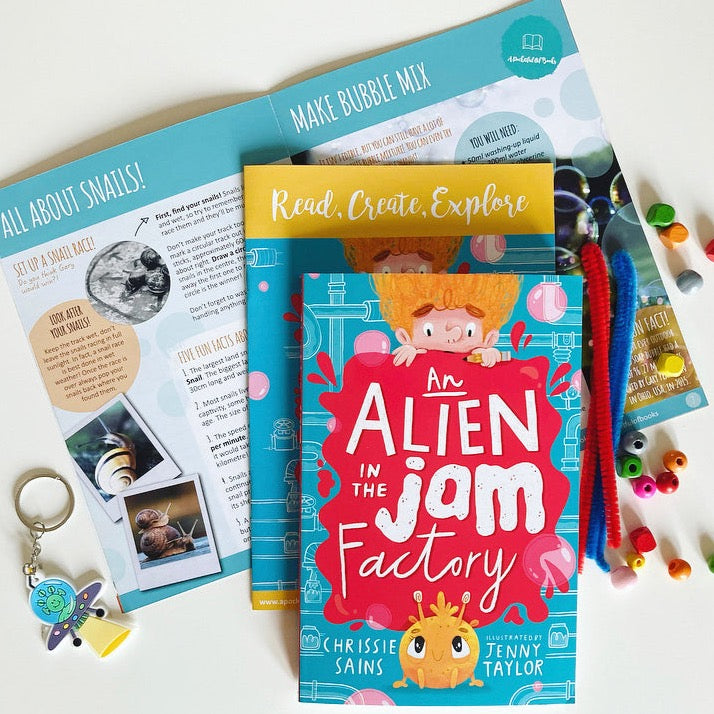 A fun filled  book box for middle grade readers, from A Pocketful of Books, children's book subscription with brilliant books and tailor made activities.